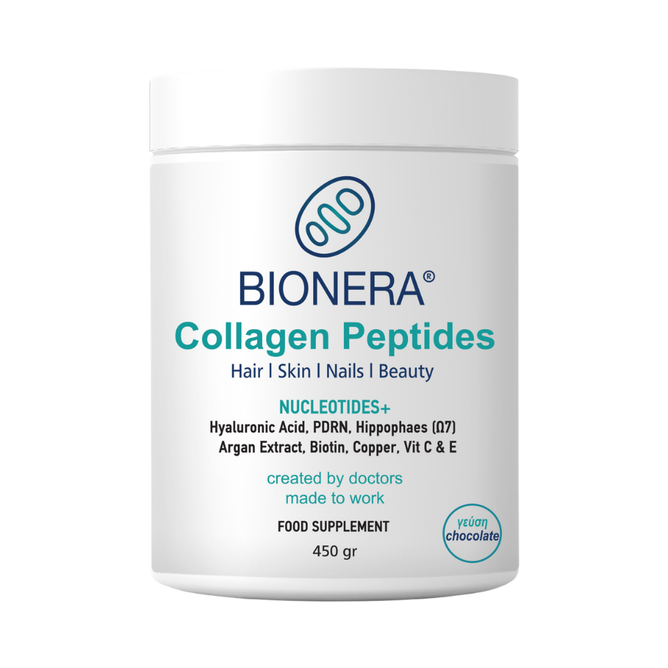 Bionera Collagen Peptides Nucleotides+ 450g σκόνη με γεύση σοκολάτα — μπροστινή όψη